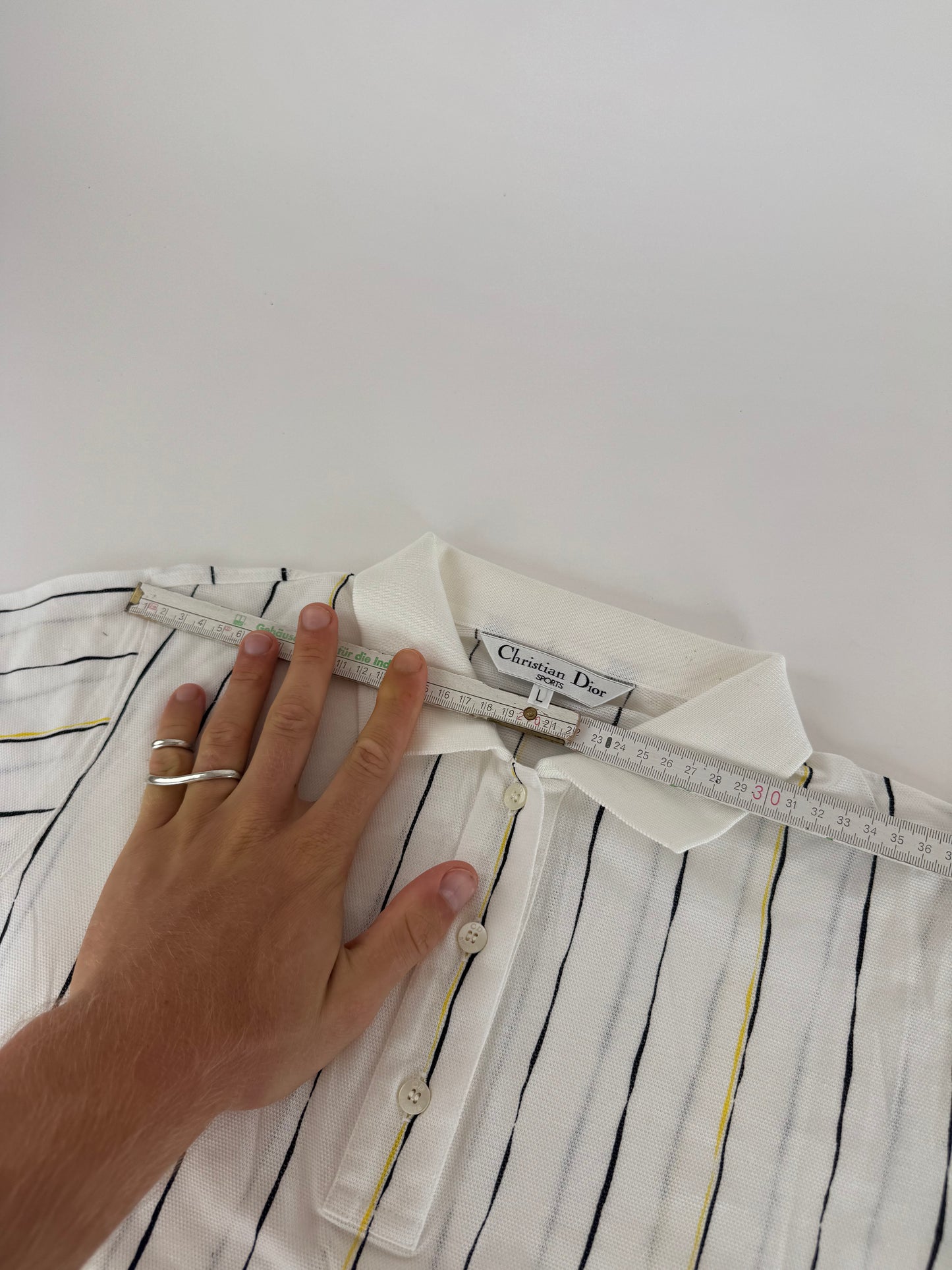 Vintage Dior Striped Polo Shirt Black white Yellow 36/S