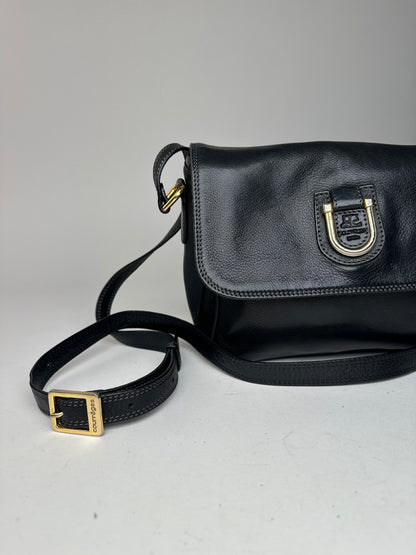 Vintage Courreges Leather Shoulder Bag Black
