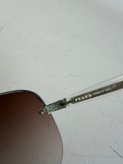 Vintage Prada Metal Frame Sunglasses Brown Gradient Silver