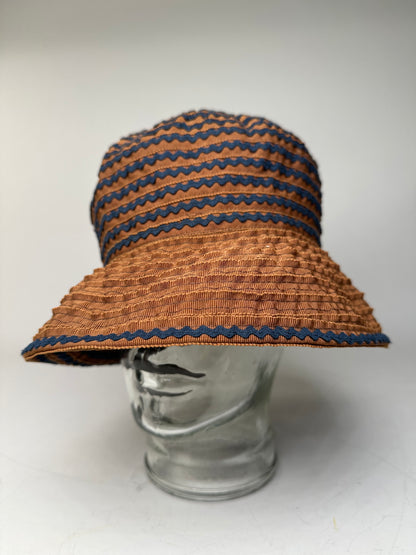 Vintage Givenchy Woven Bucket Hat Rust Navy