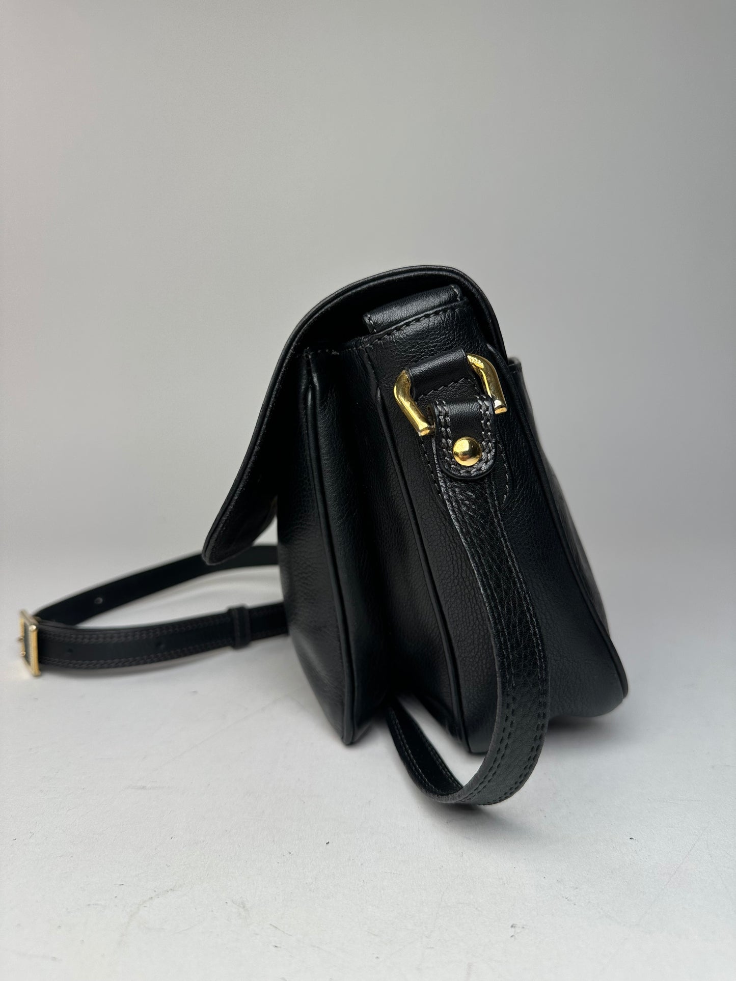 Vintage Courreges Leather Shoulder Bag Black