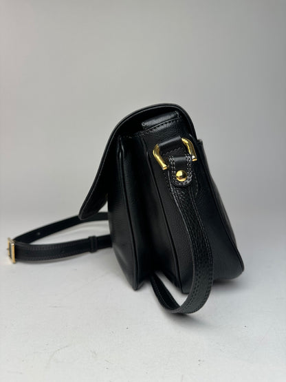 Vintage Courreges Leather Shoulder Bag Black