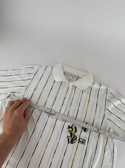 Vintage Dior Striped Polo Shirt Black white Yellow 36/S