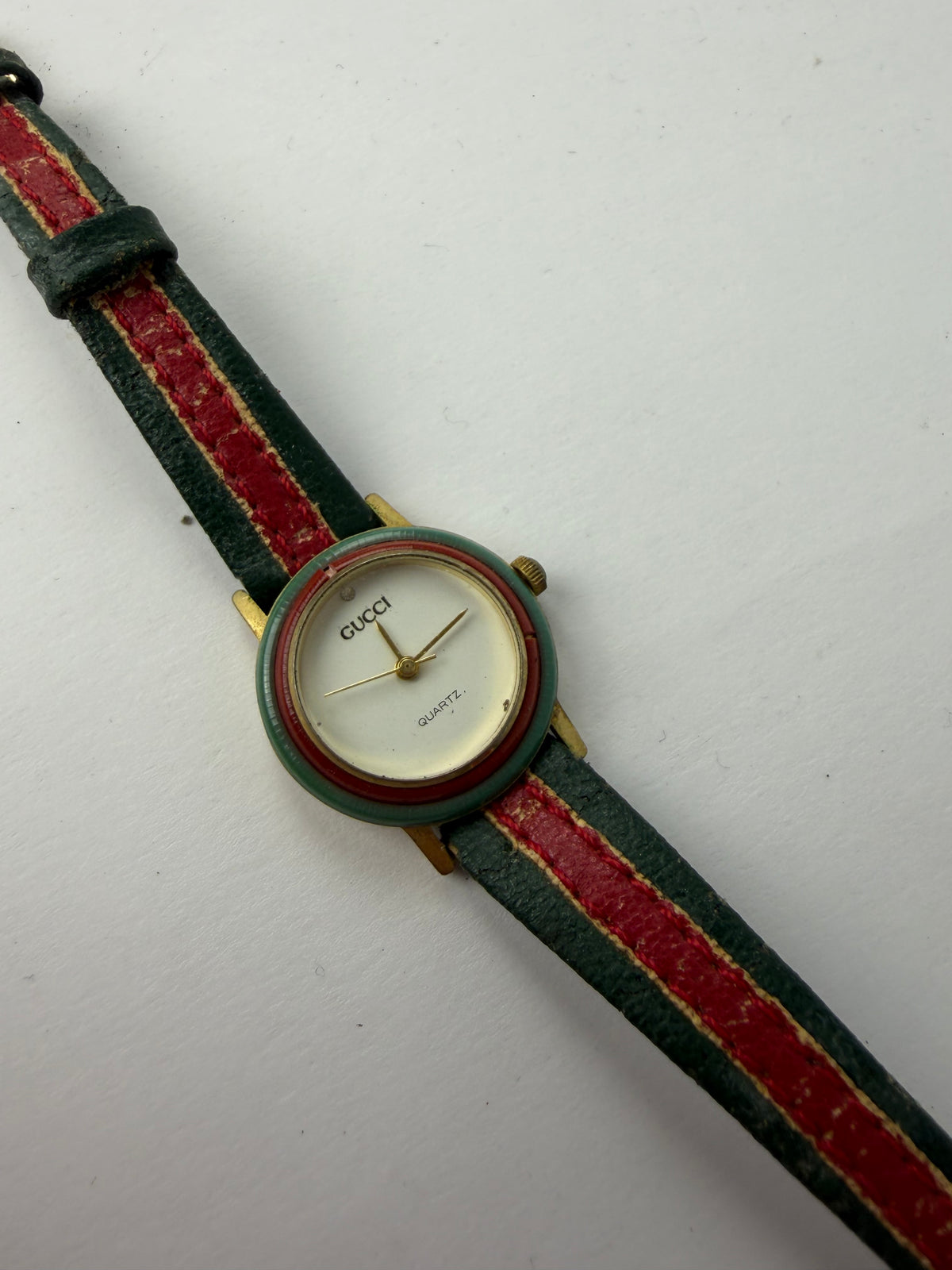 Vintage Gucci Quartz Watch Green-Red Stripe Late 1980s