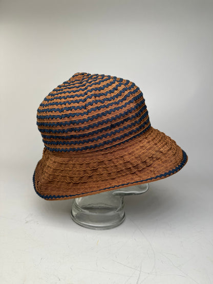 Vintage Givenchy Woven Bucket Hat Rust Navy