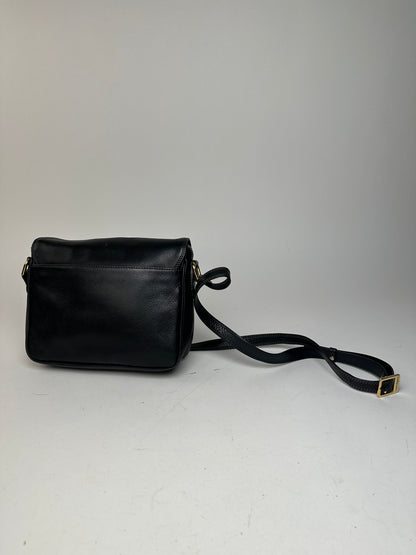 Vintage Courreges Leather Shoulder Bag Black