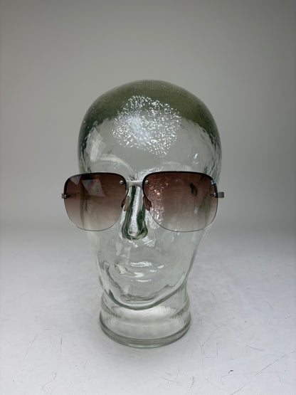 Vintage Prada Metal Frame Sunglasses Brown Gradient Silver