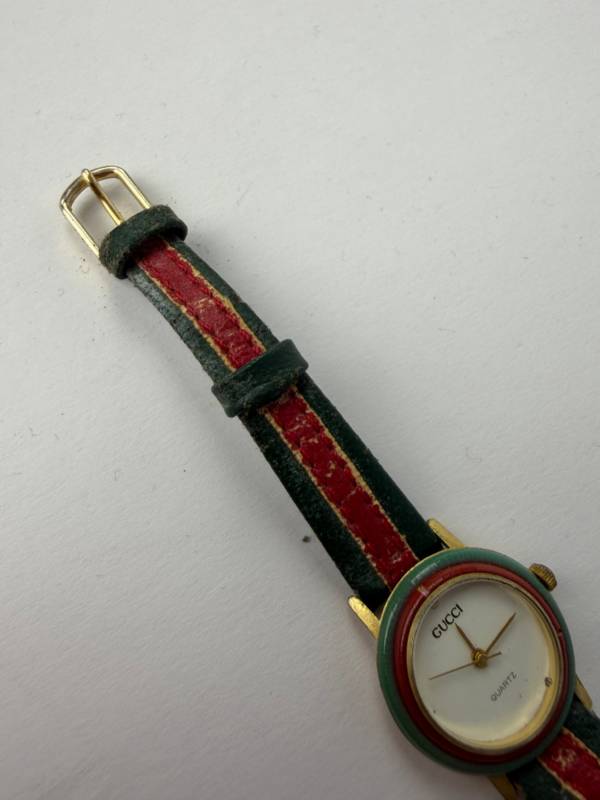 Vintage Gucci Quartz Watch Green-Red Stripe Late 1980s