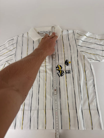Vintage Dior Striped Polo Shirt Black white Yellow 36/S