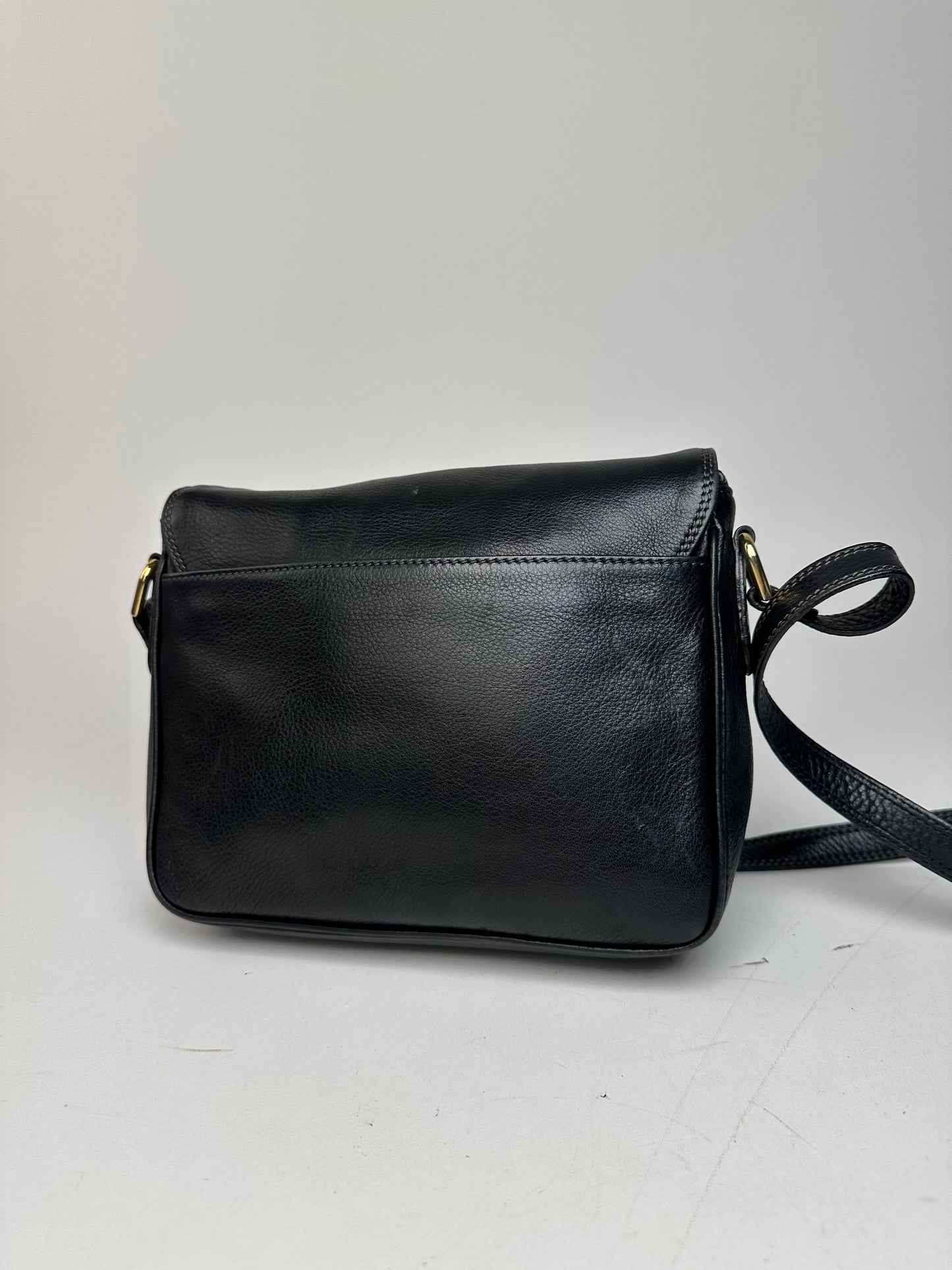 Vintage Courreges Leather Shoulder Bag Black