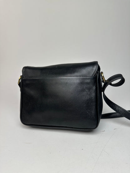 Vintage Courreges Leather Shoulder Bag Black