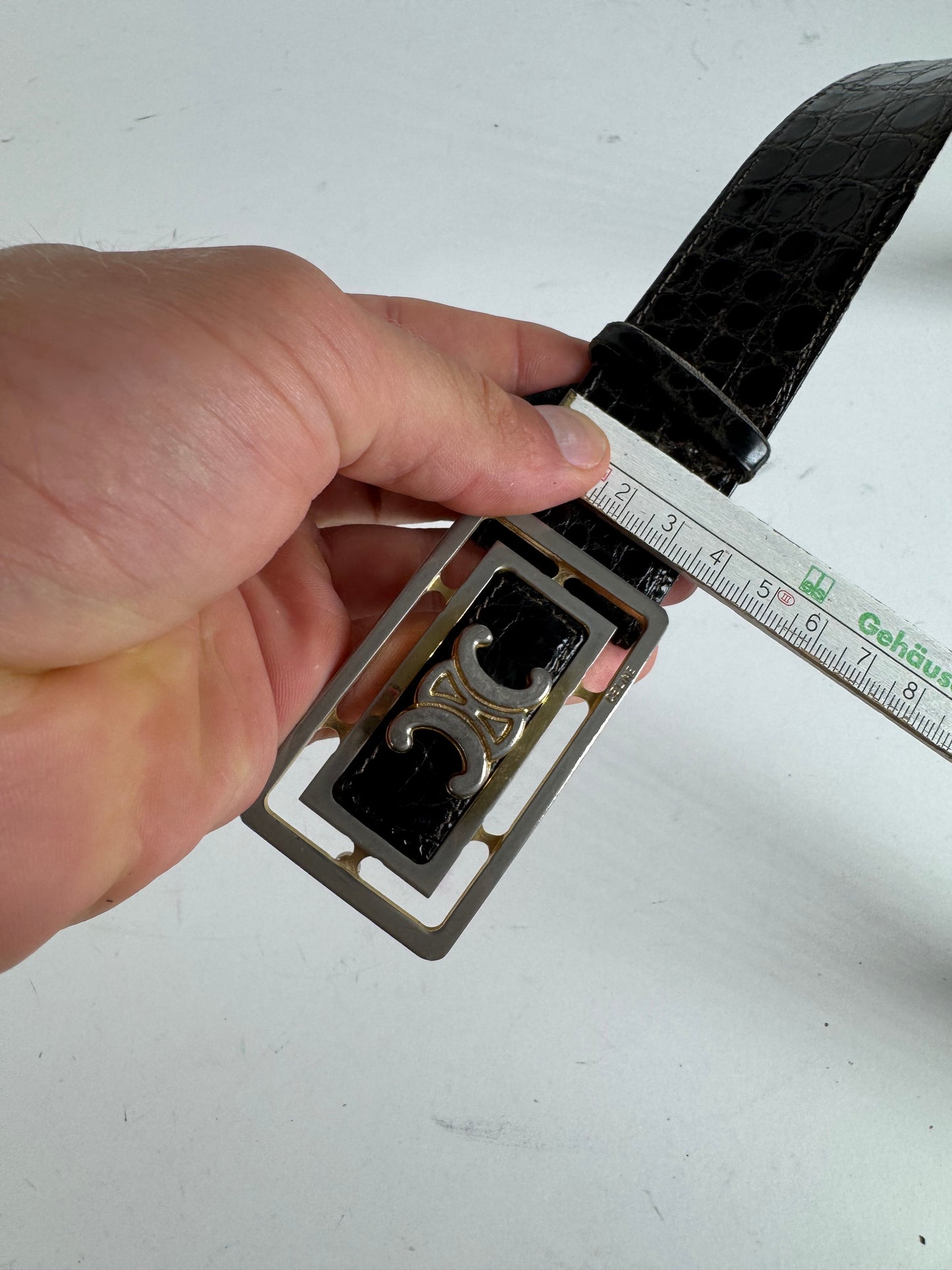 Vintage Celine Paris Crocodile Leather belt brown