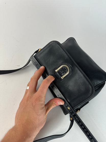 Vintage Courreges Leather Shoulder Bag Black