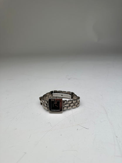 Vintage Gucci Stainless Steel Bracelet Watch Black Silver