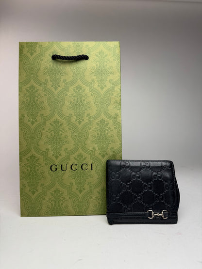 Vintage Gucci Flapable monogram Leather wallet black