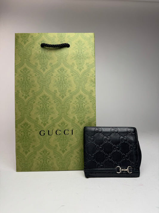 Vintage Gucci Flapable monogram Leather wallet black