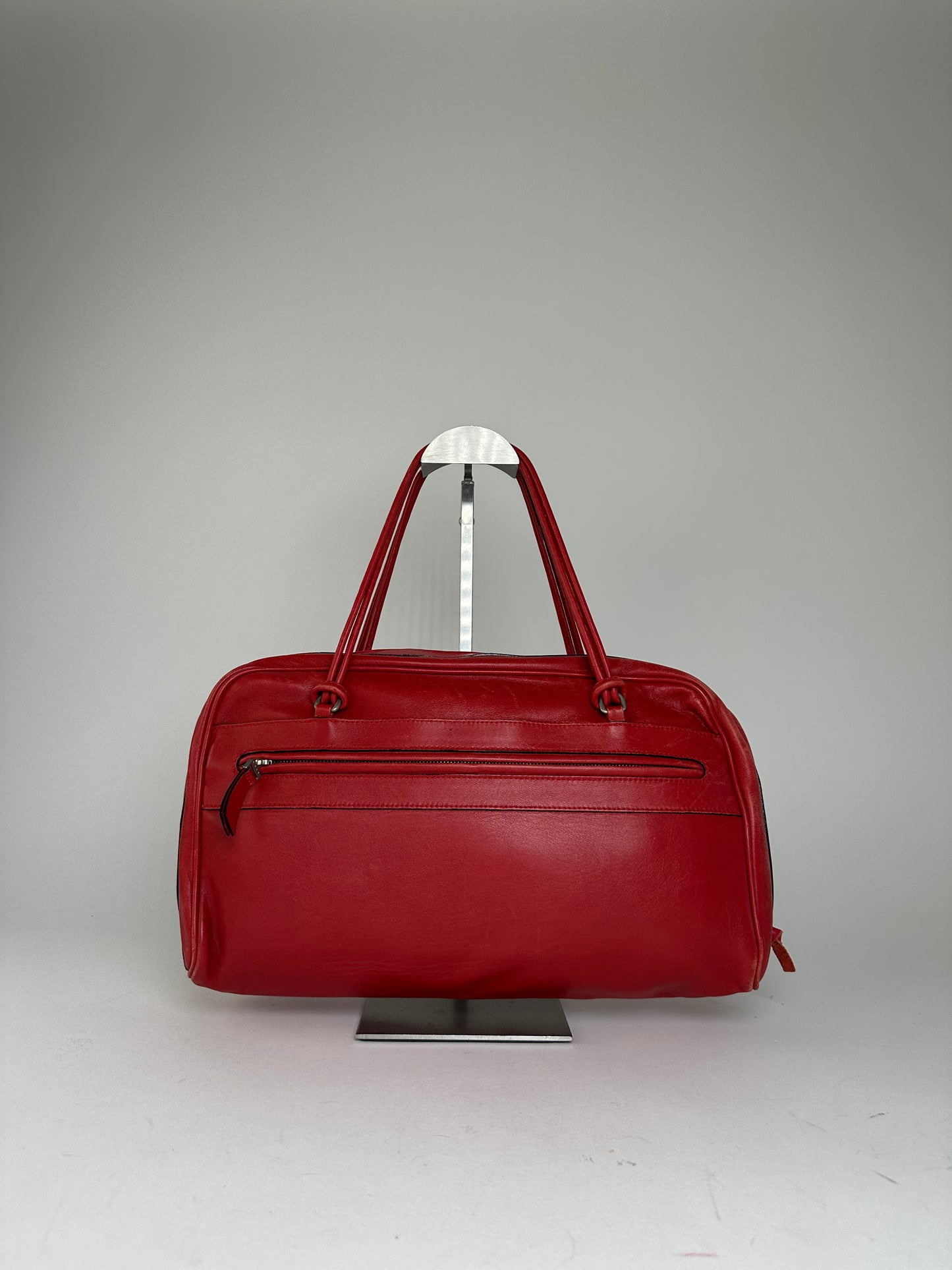 Vintage Marni Leather Bowling Bag Tomato Red