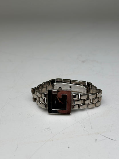 Vintage Gucci Stainless Steel Bracelet Watch Black Silver