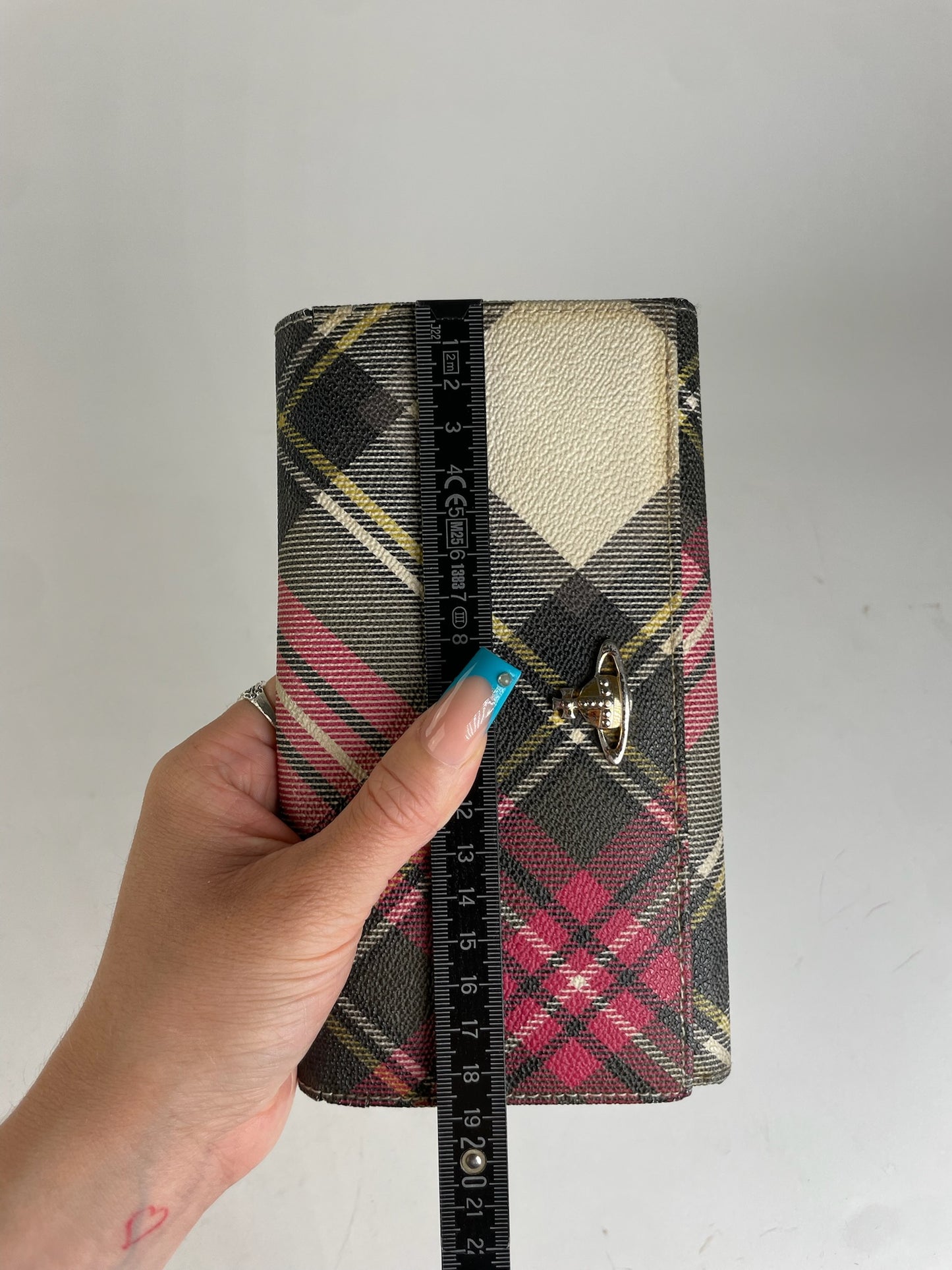 Vivienne Westwood Classic Plaid Fabric Wallet Multi-color Gold