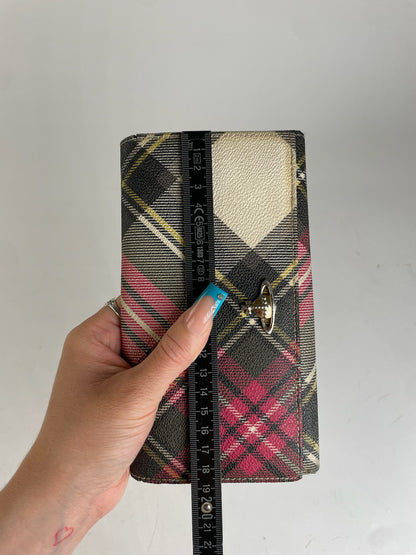 Vivienne Westwood Classic Plaid Fabric Wallet Multi-color Gold