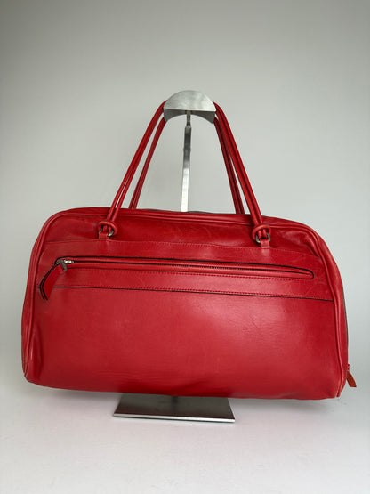 Vintage Marni Leather Bowling Bag Tomato Red