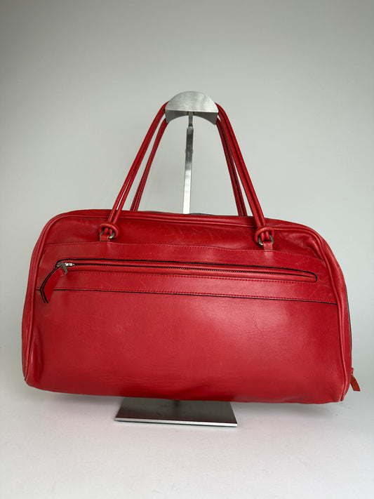 Vintage Marni Leather Bowling Bag Tomato Red