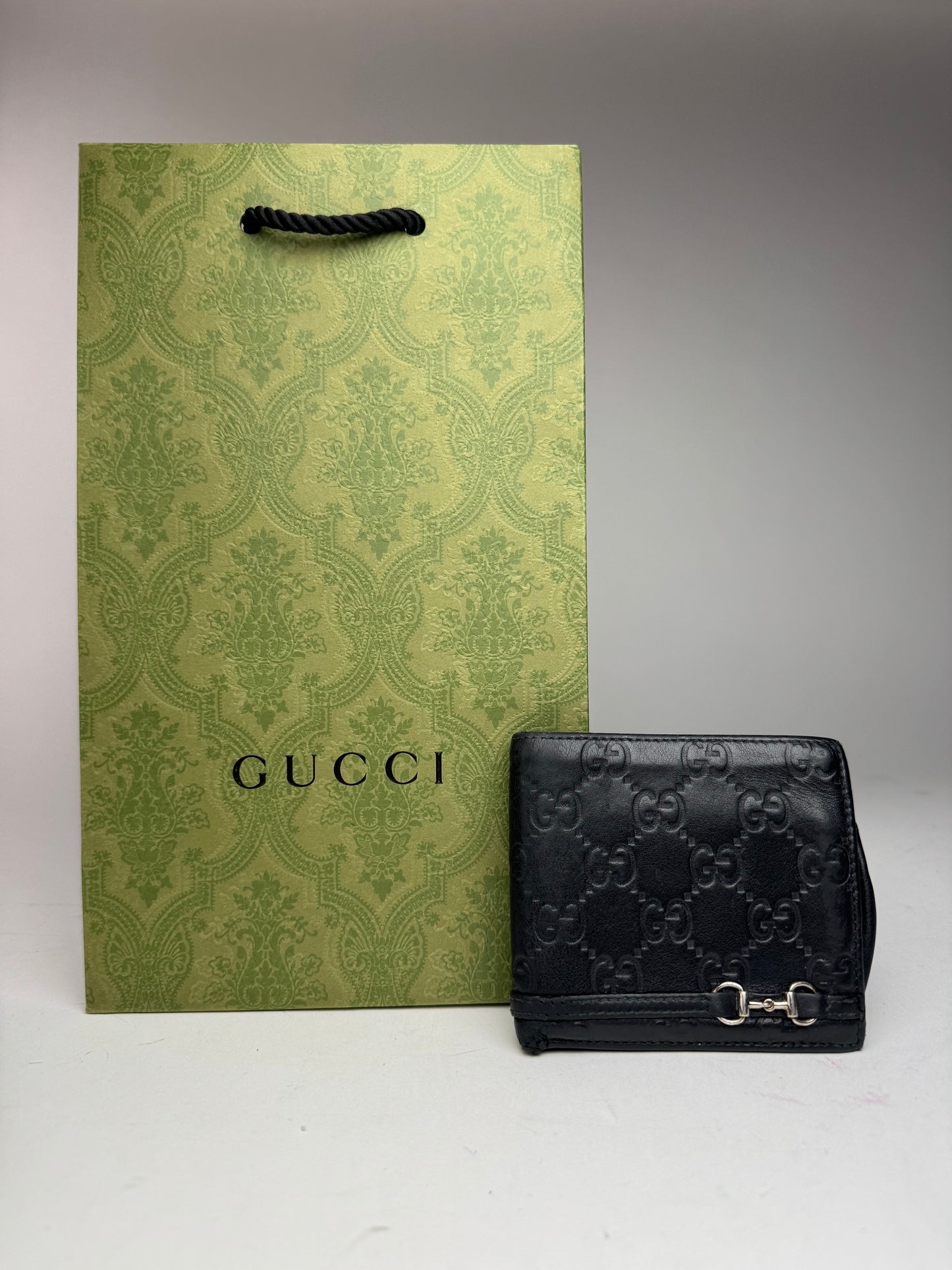 Vintage Gucci Flapable monogram Leather wallet black