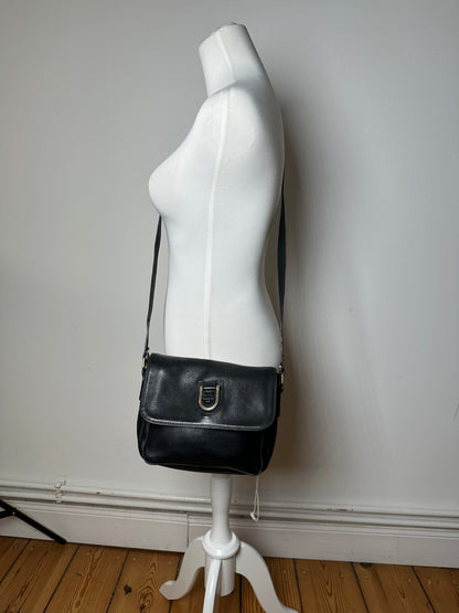 Vintage Courreges Leather Shoulder Bag Black