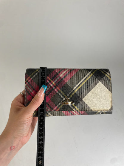 Vivienne Westwood Classic Plaid Fabric Wallet Multi-color Gold