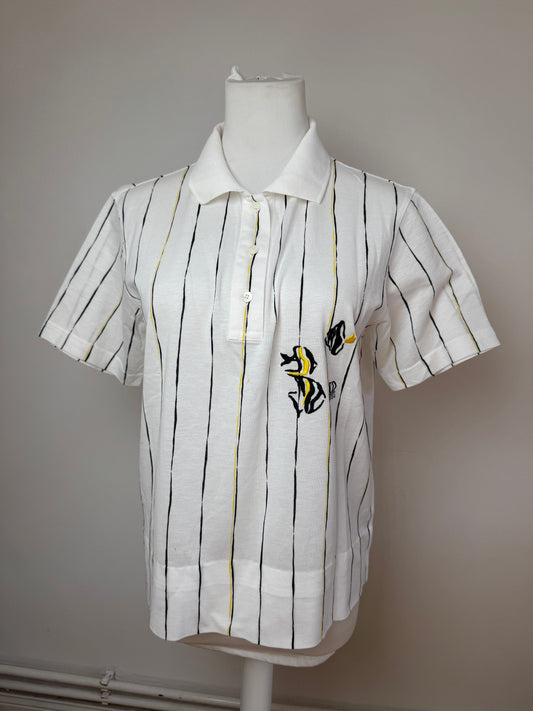 Vintage Dior Striped Polo Shirt Black white Yellow 36/S