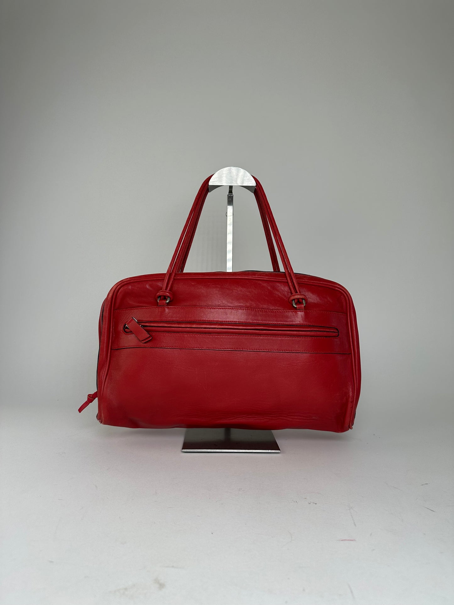 Vintage Marni Leather Bowling Bag Tomato Red