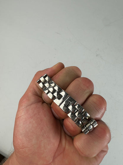 Vintage Gucci Stainless Steel Bracelet Watch Black Silver