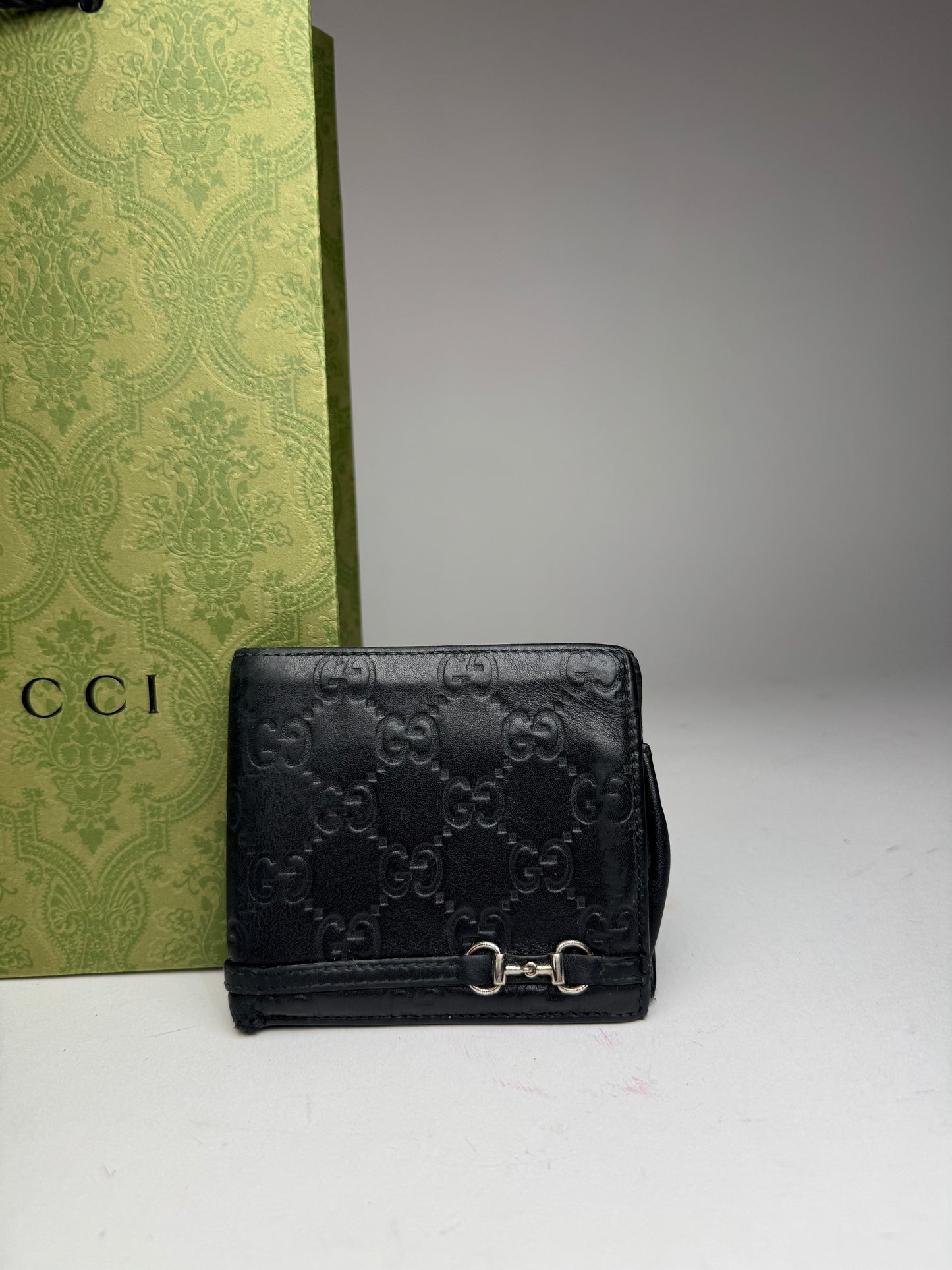 Vintage Gucci Flapable monogram Leather wallet black