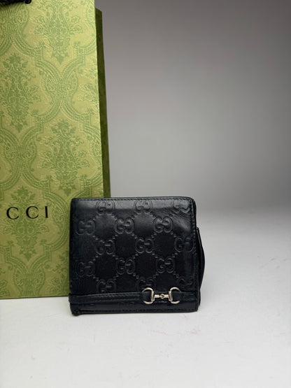Vintage Gucci Flapable monogram Leather wallet black