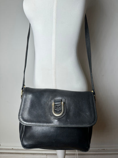 Vintage Courreges Leather Shoulder Bag Black