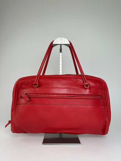 Vintage Marni Leather Bowling Bag Tomato Red