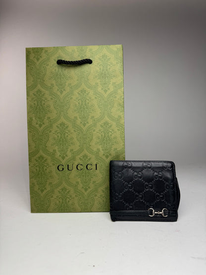 Vintage Gucci Flapable monogram Leather wallet black