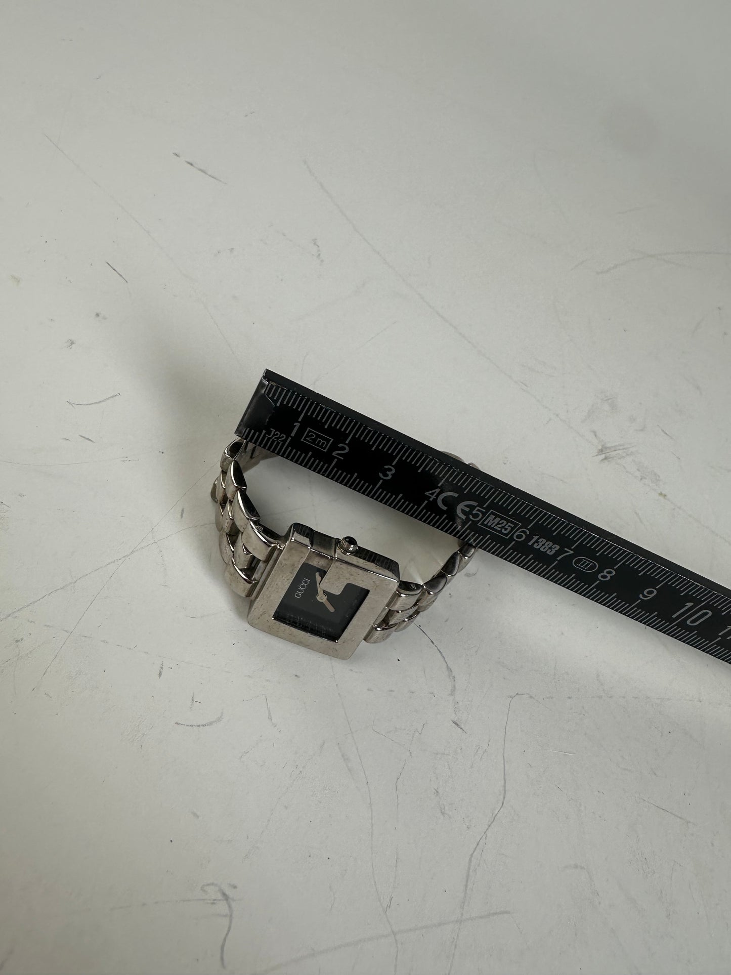 Vintage Gucci Stainless Steel Bracelet Watch Black Silver