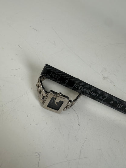 Vintage Gucci Stainless Steel Bracelet Watch Black Silver