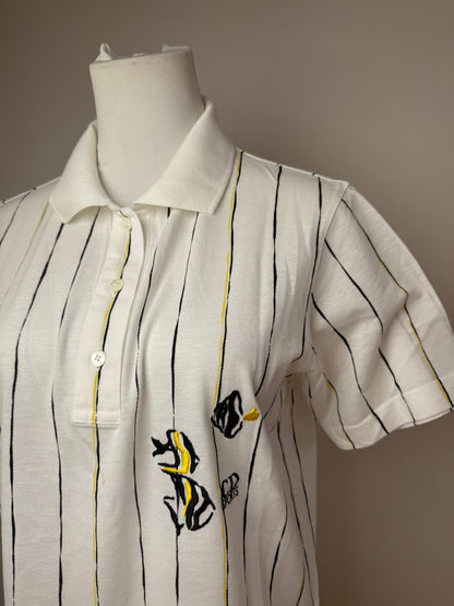 Vintage Dior Striped Polo Shirt Black white Yellow 36/S
