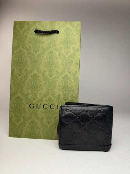 Vintage Gucci Flapable monogram Leather wallet black