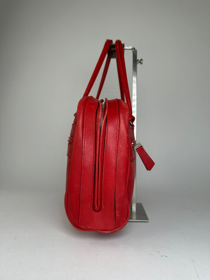 Vintage Marni Leather Bowling Bag Tomato Red