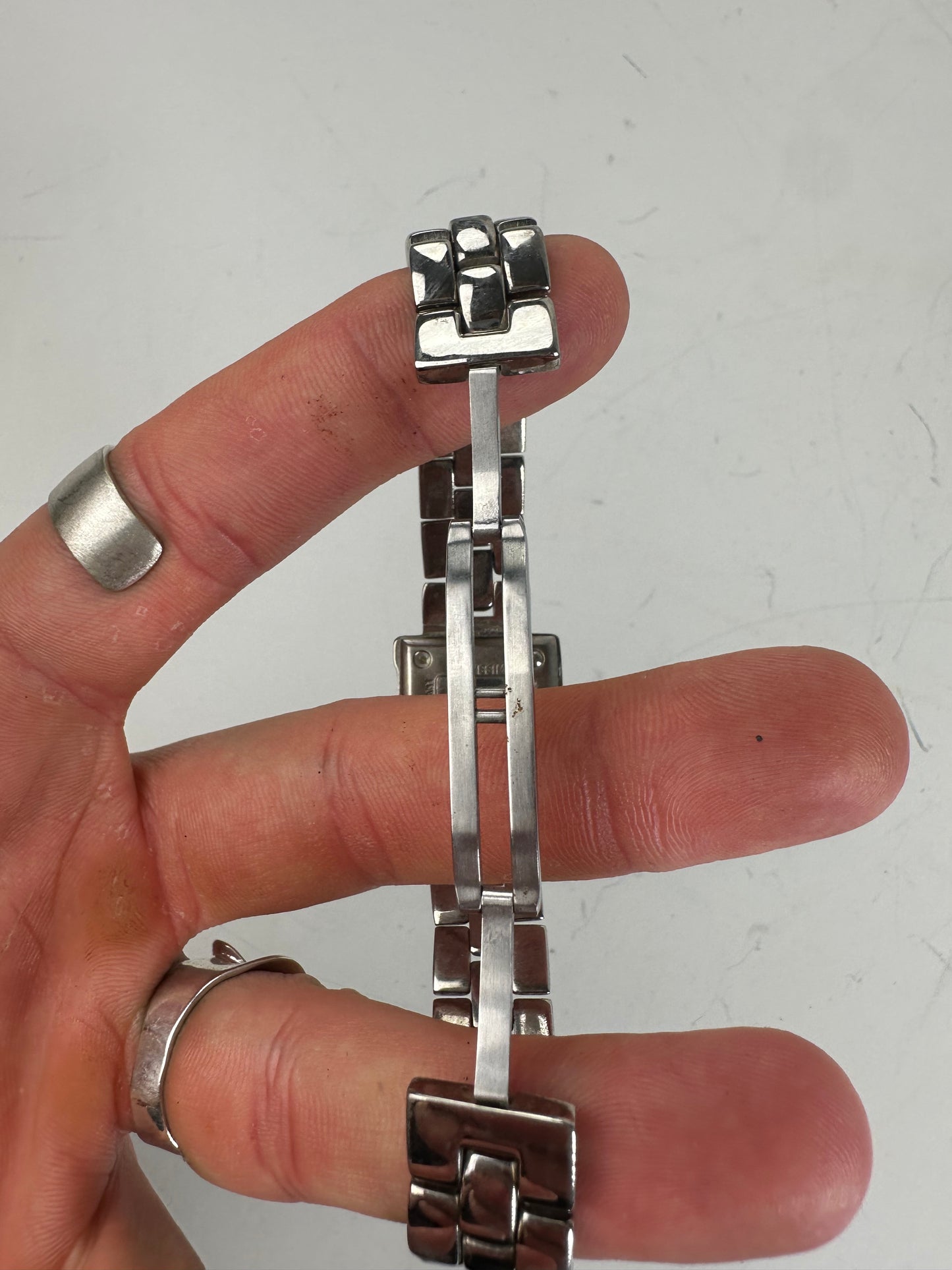 Vintage Gucci Stainless Steel Bracelet Watch Black Silver