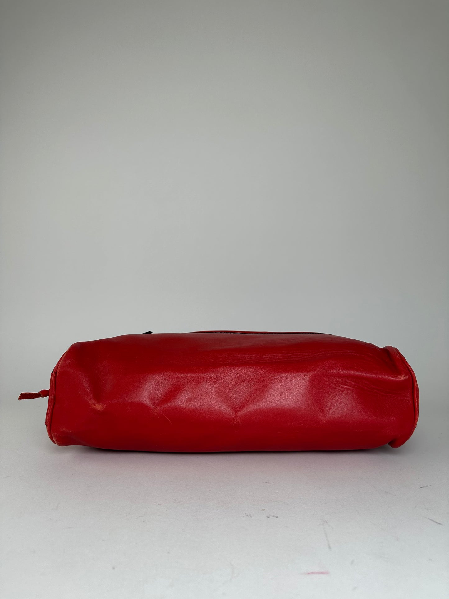 Vintage Marni Leather Bowling Bag Tomato Red