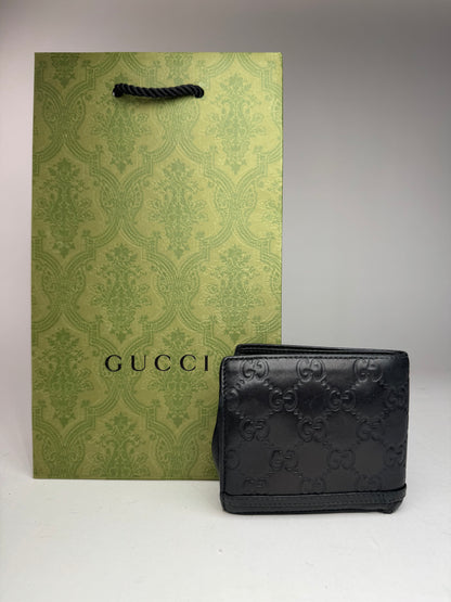 Vintage Gucci Flapable monogram Leather wallet black