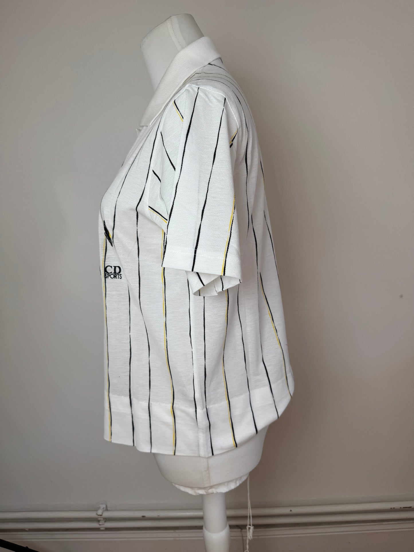 Vintage Dior Striped Polo Shirt Black white Yellow 36/S