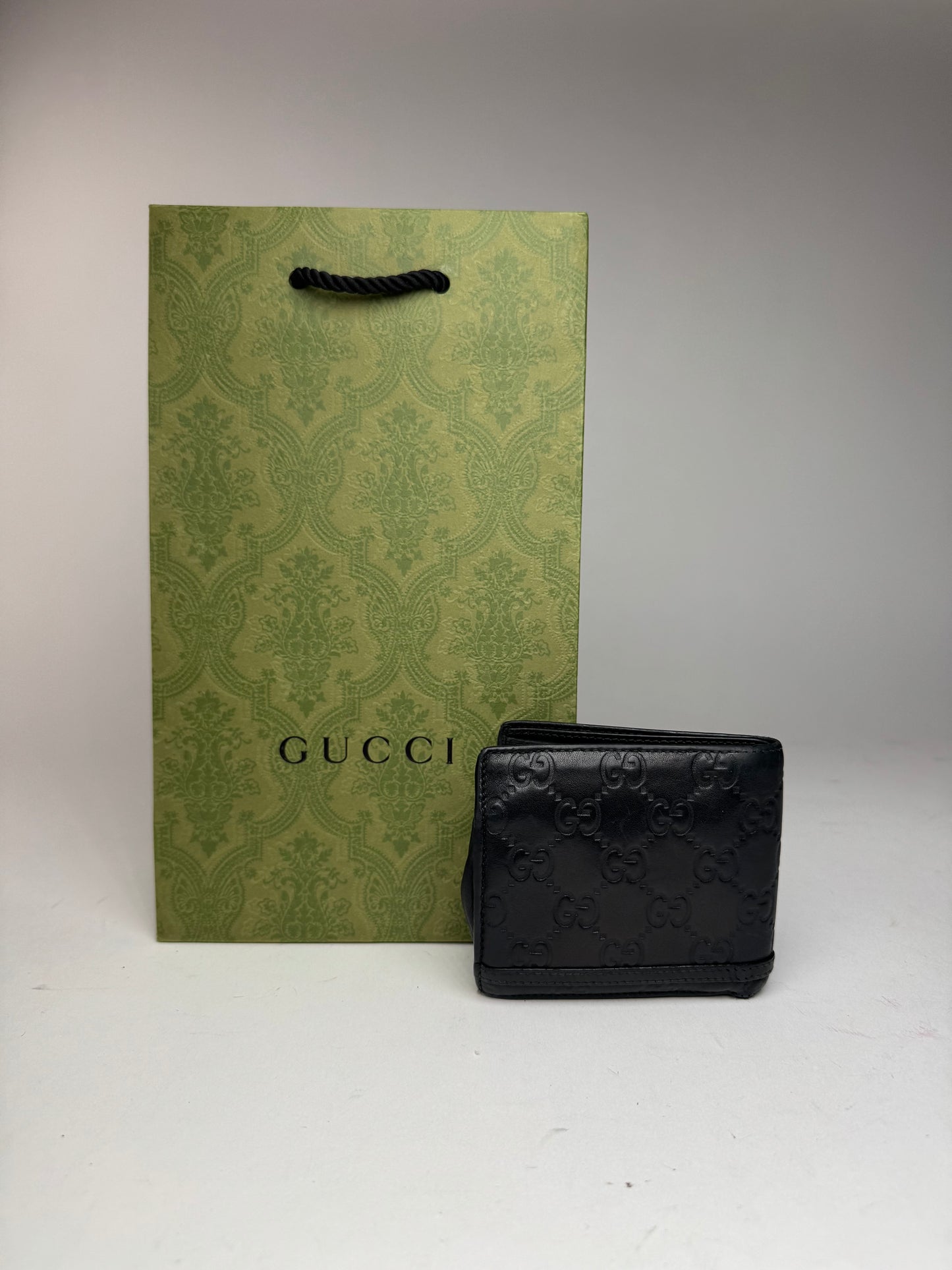 Vintage Gucci Flapable monogram Leather wallet black