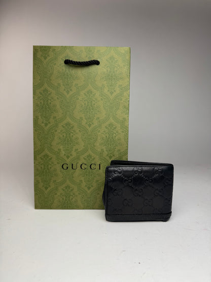 Vintage Gucci Flapable monogram Leather wallet black