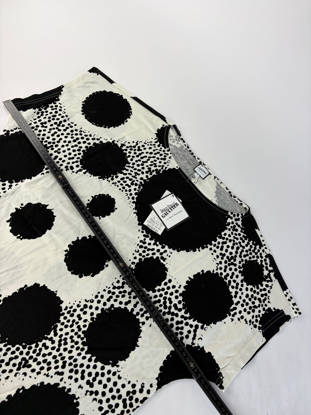 Vintage Jean Paul Gaultier Abstract Dot Print T-Shirt Black White XL