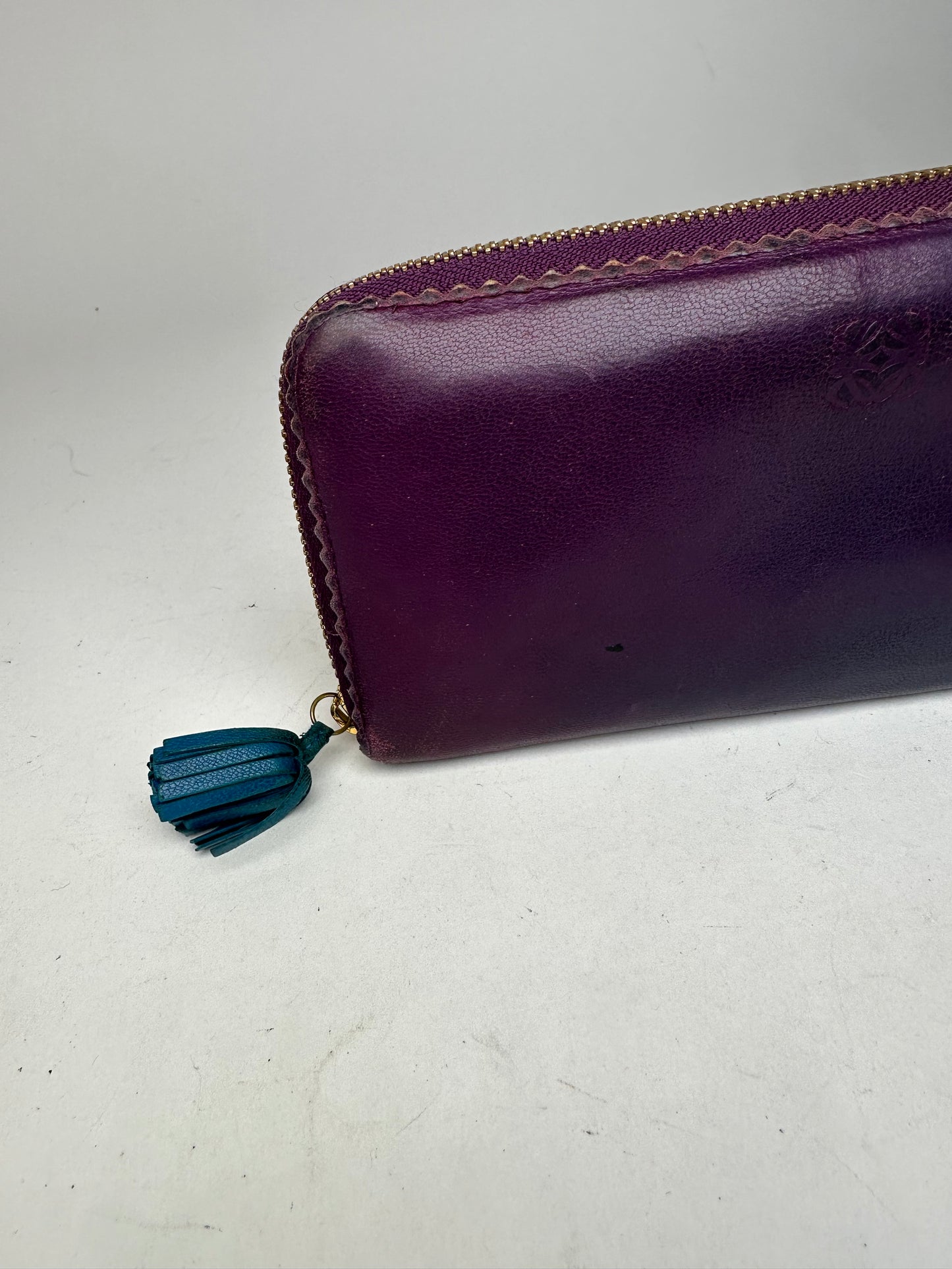 Vintage Loewe Madrid Long Leather Wallet Purple